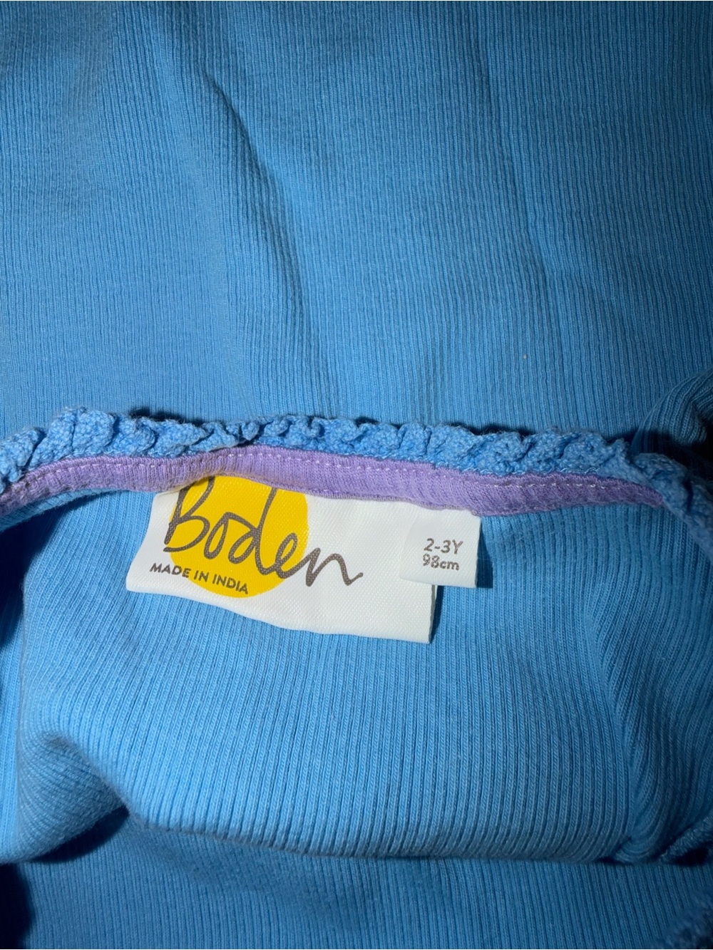 Boden Blue Ribbed Tank with Ruffle Trim - Picture 3 of 3